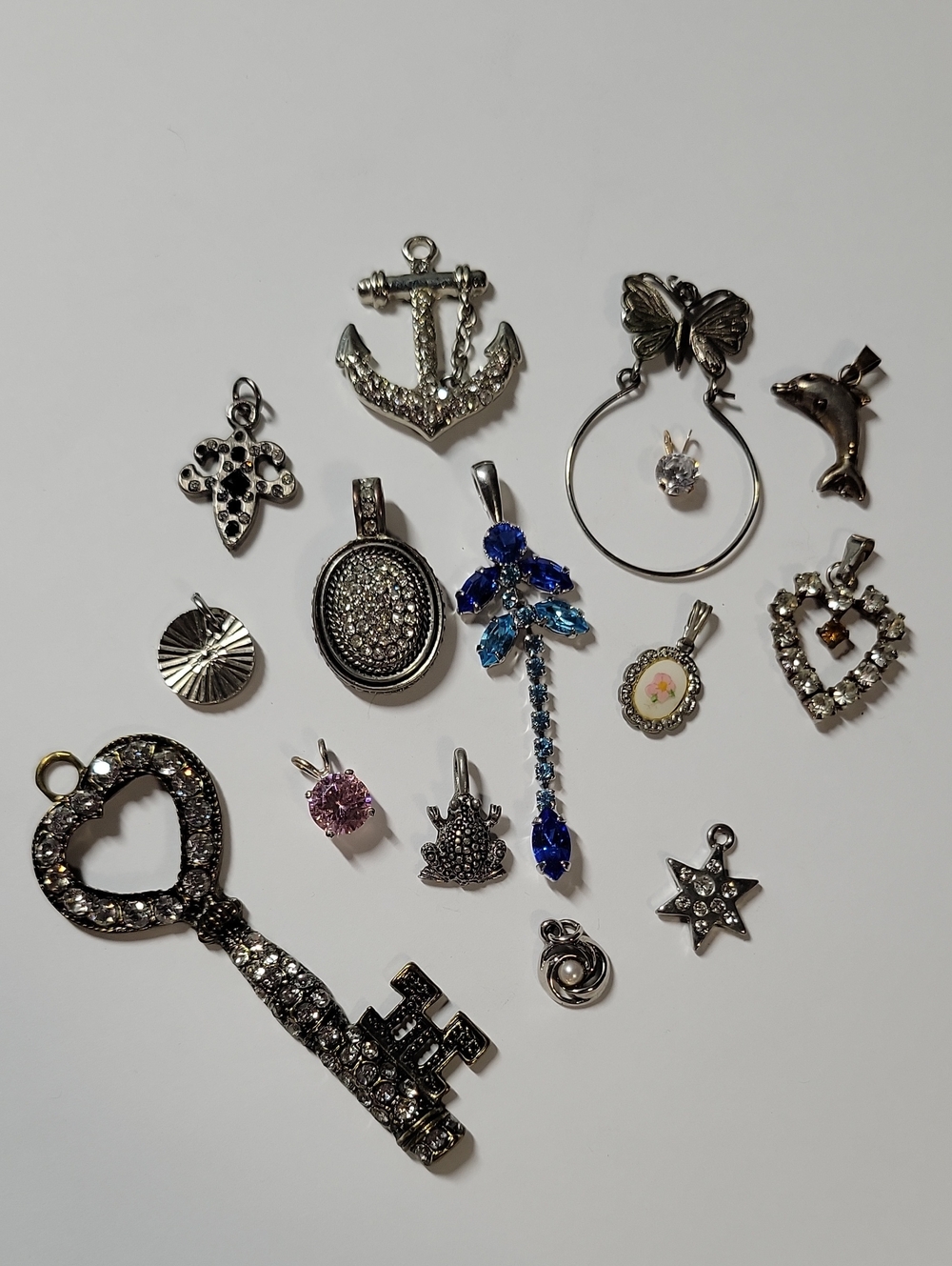 Silver-Tone Blue Pendant Charm Lot - Women Jewelry Lot